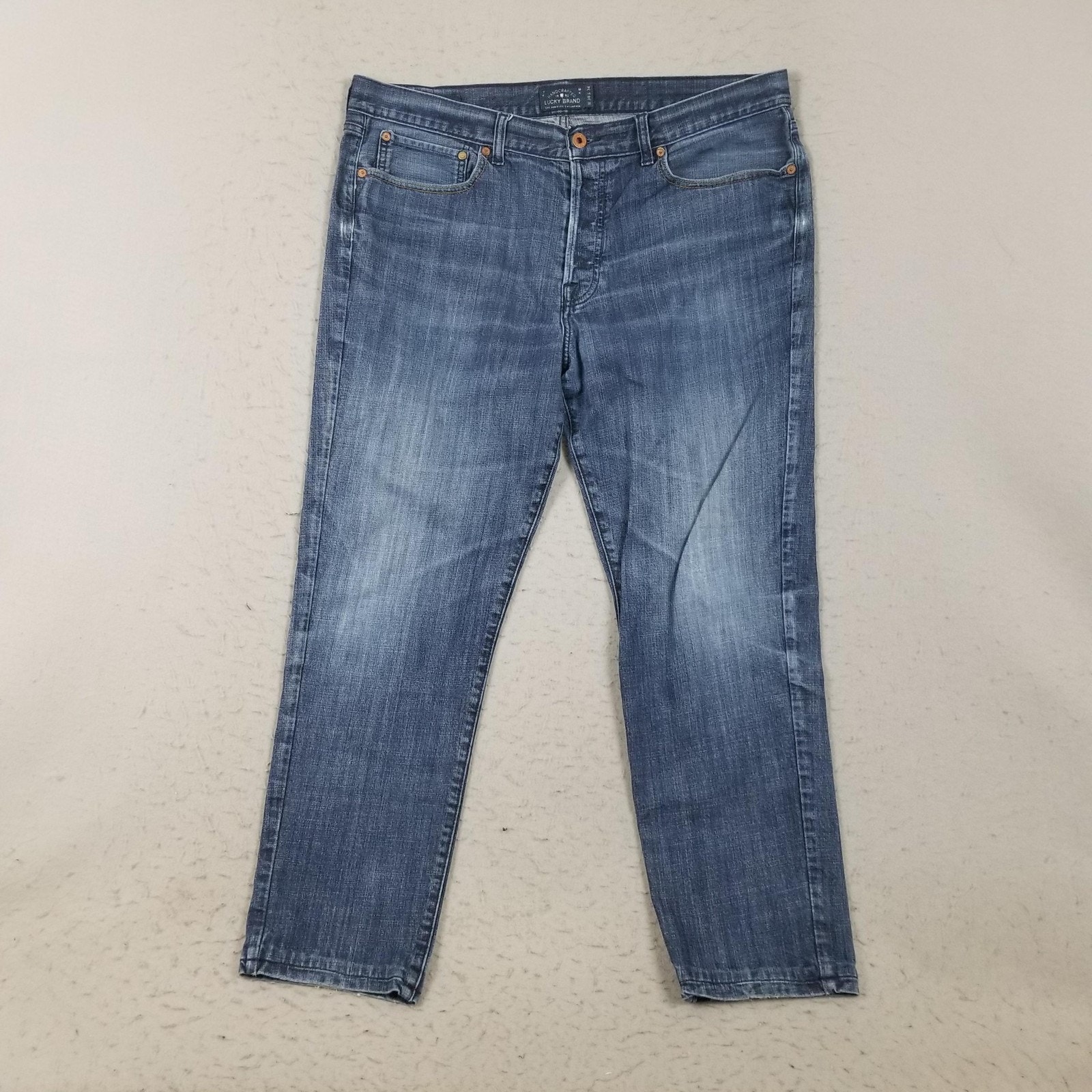 Lucky Brand 121 Heritage Slim Jeans Mens 38x30 Blue Denim Stretch Medium Wash
